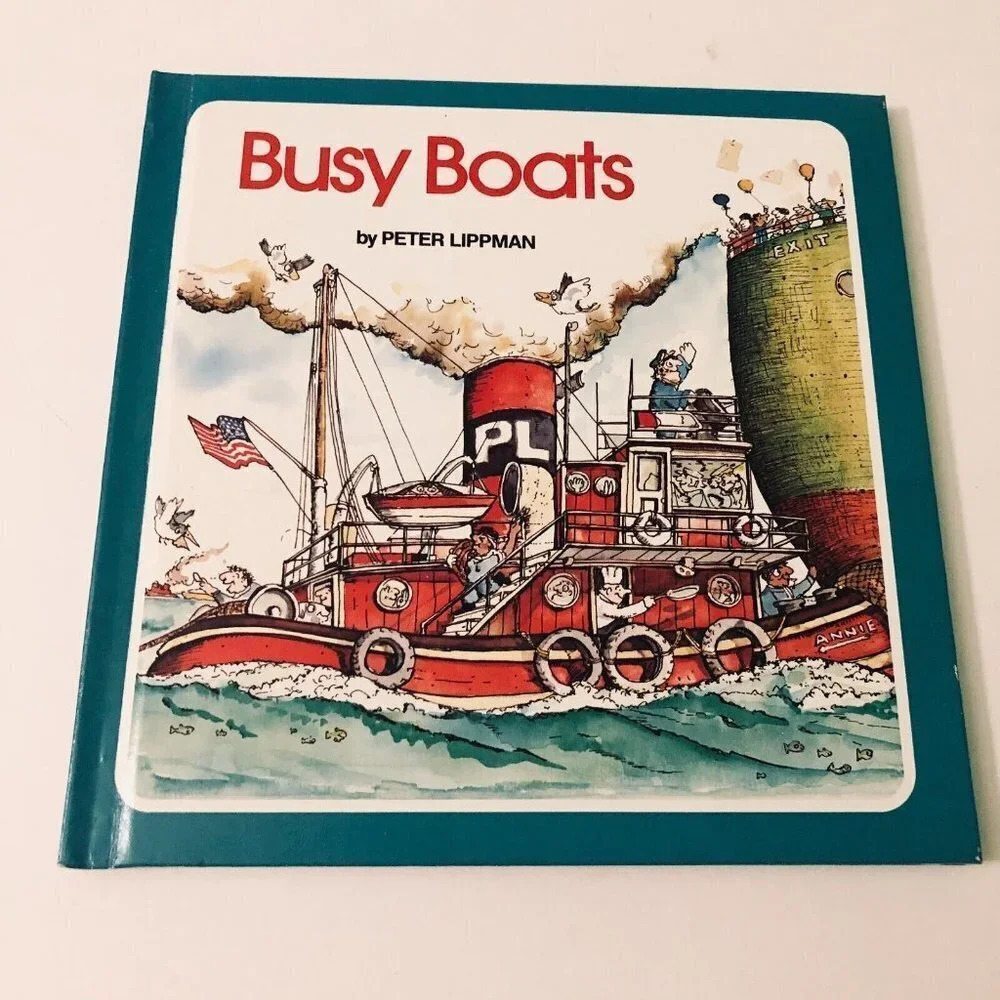 Vintage 1977 Busy Boats Book Hardcover by Peter Lippman